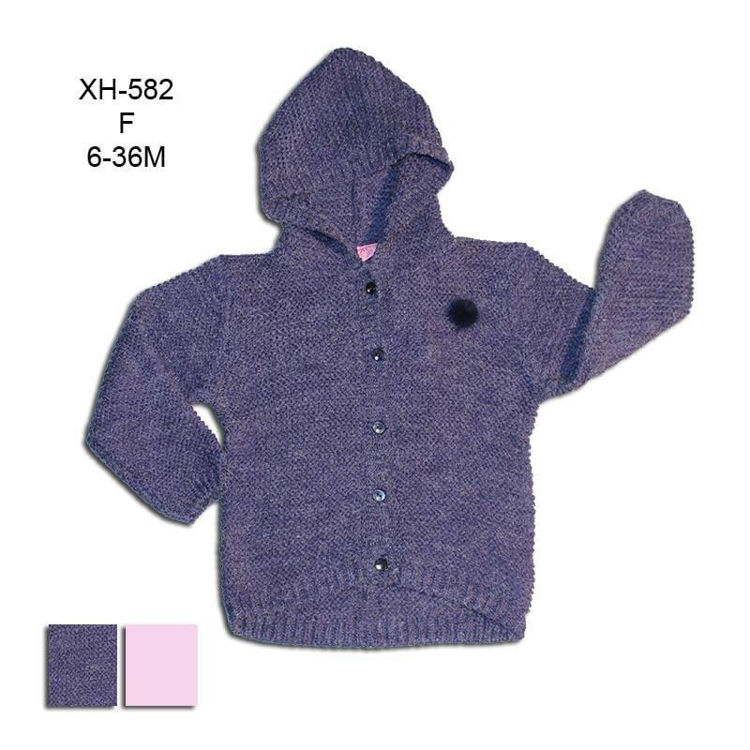 Picture of XH582- GIRLS HOODY SMART CARDIGAN WITH SWAROVSKI BUTTONS